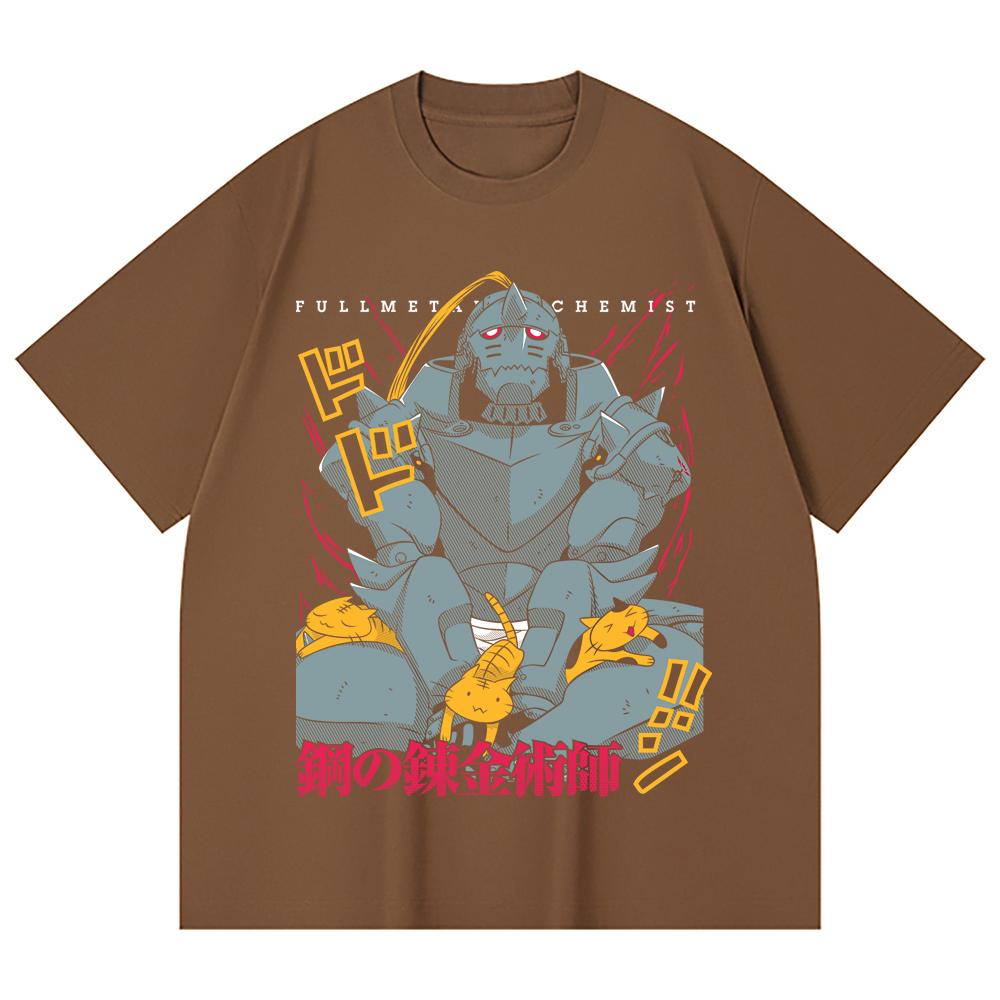T-shirt Unisex in Cotone Pesante 230 g/m² 100% Cotone con Stampa Fullmetal Alchemist V4 Alphonse