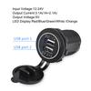 5V 3.1A 12V Dual USB Car Charger with Waterproof Cover Power Adapter Socket Outlet for Vehicle Boat Truck Motorcycle Blue/White Adapters 2