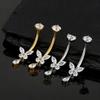 Right Grand ASTM F136 Titanium Butterfly CZ Dangle Belly Button Ring 14G Teardrop Drop Navel Curved Barbell Piercing Jewelry