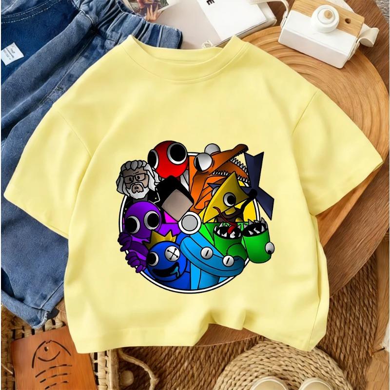 2026 Summer Casual Everyday Wear Children's Street Fashion T-Shirt Rainbow Friends Cute Print