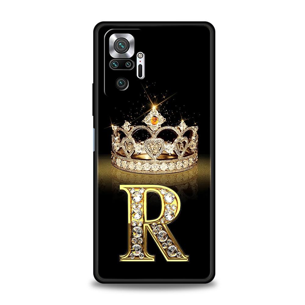 

Чехол для телефона для Xiaomi Redmi Note 13 12 5G 9S 9 8 10 11 Pro 9T 13C 12C 10C 9C 9A 7 Pro Мягкий чехол Алмазная корона Буква 26 букв Redmi Note 13 4G