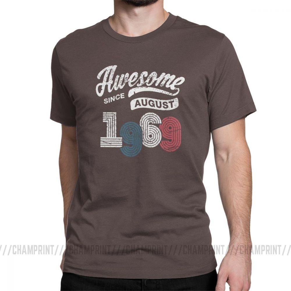 Awesome Since August 1969 T Shirt Vintage 50 Years Old 50Th Birthday Present Men S Cotton L