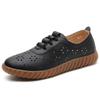 Soft leather beef tendon soft sole Doudou shoes middle-aged and elderly flat shoes single shoes women's one-pedal hollow hole shoes lazy shoes