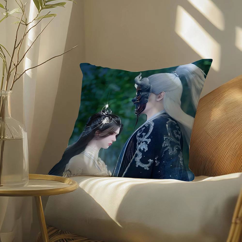 Chinese Classical Handsome Wu Xin Man Pillow Case Silky Elegant Comfort Sofa Bed  Invisible Zipper Beach Pillowcase