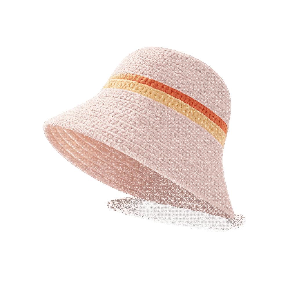 New Flat Brim Wide Brim Bucket Hat Contrast Stripes Casual Hollow Straw Cap UV Protection Breathable Sun Hat Beach Vacation
