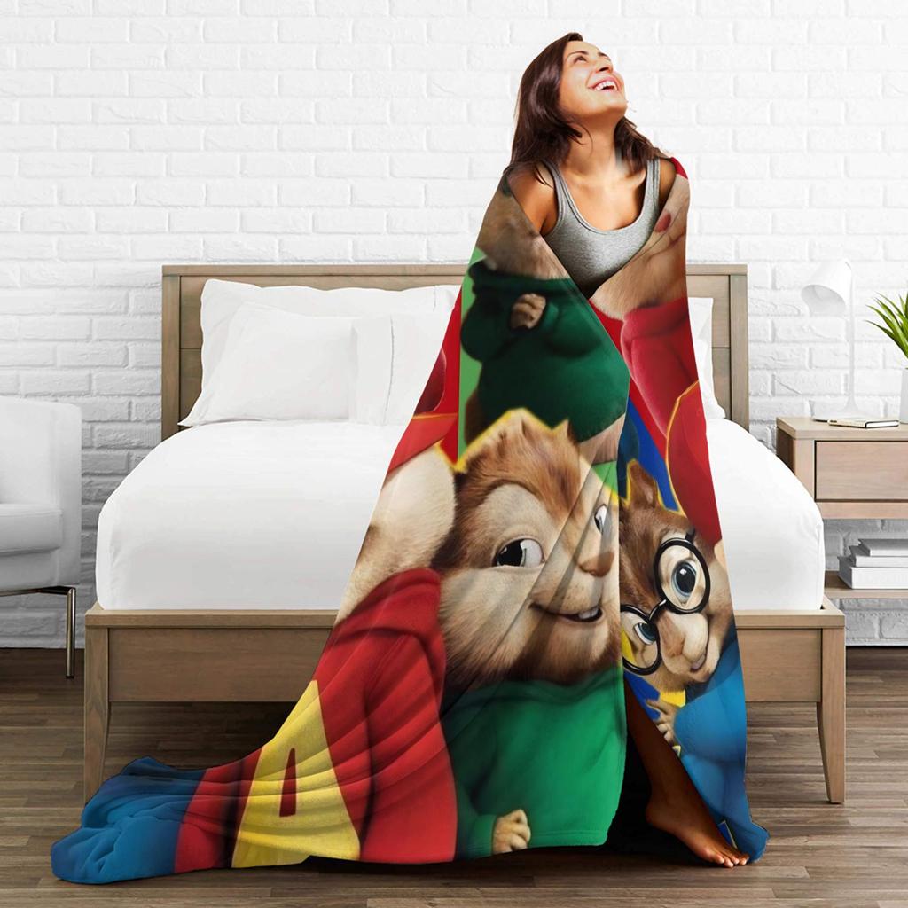 Super měkká deka Alvin a Chipmunkové Prémiový flanelový fleece Lehká přikrývka Teplé plyšové deky pro všechna roční období