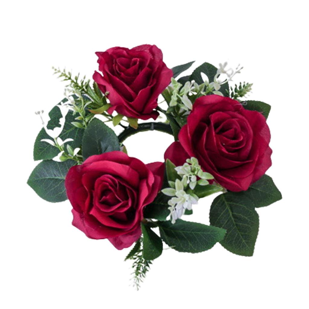 Candle Rings Wreaths Decorative 9inch Artificial Floral Flower Garland for Christmas Tabletop Wedding Thanksgiving