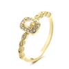 New Small Sugar Cube Ring Women's Light Luxury Yellow Zircon Micro-inlaid Gold Lace Women's Ring.