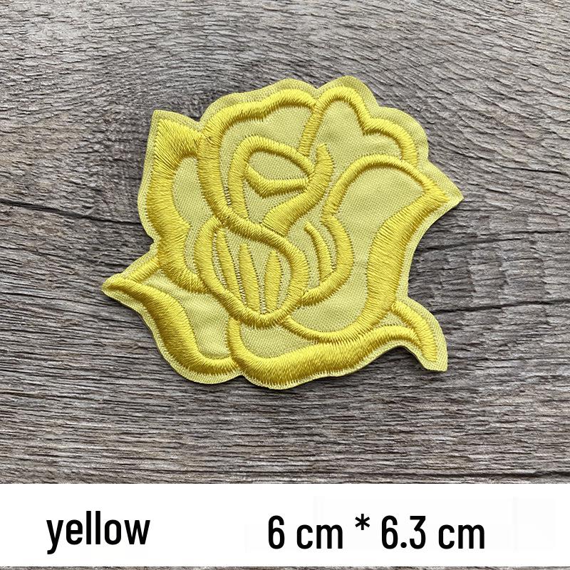 Self-Adhesive Rose Embroidery Patch for Mending, Repairing, Décor, and Versatile Applications.