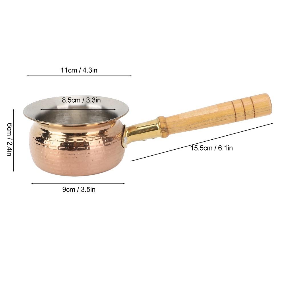 Rose Gold Wooden Color Butter Warmer Pot Stainless Steel Sauce Pan  Milk Coffee Pouring Oil