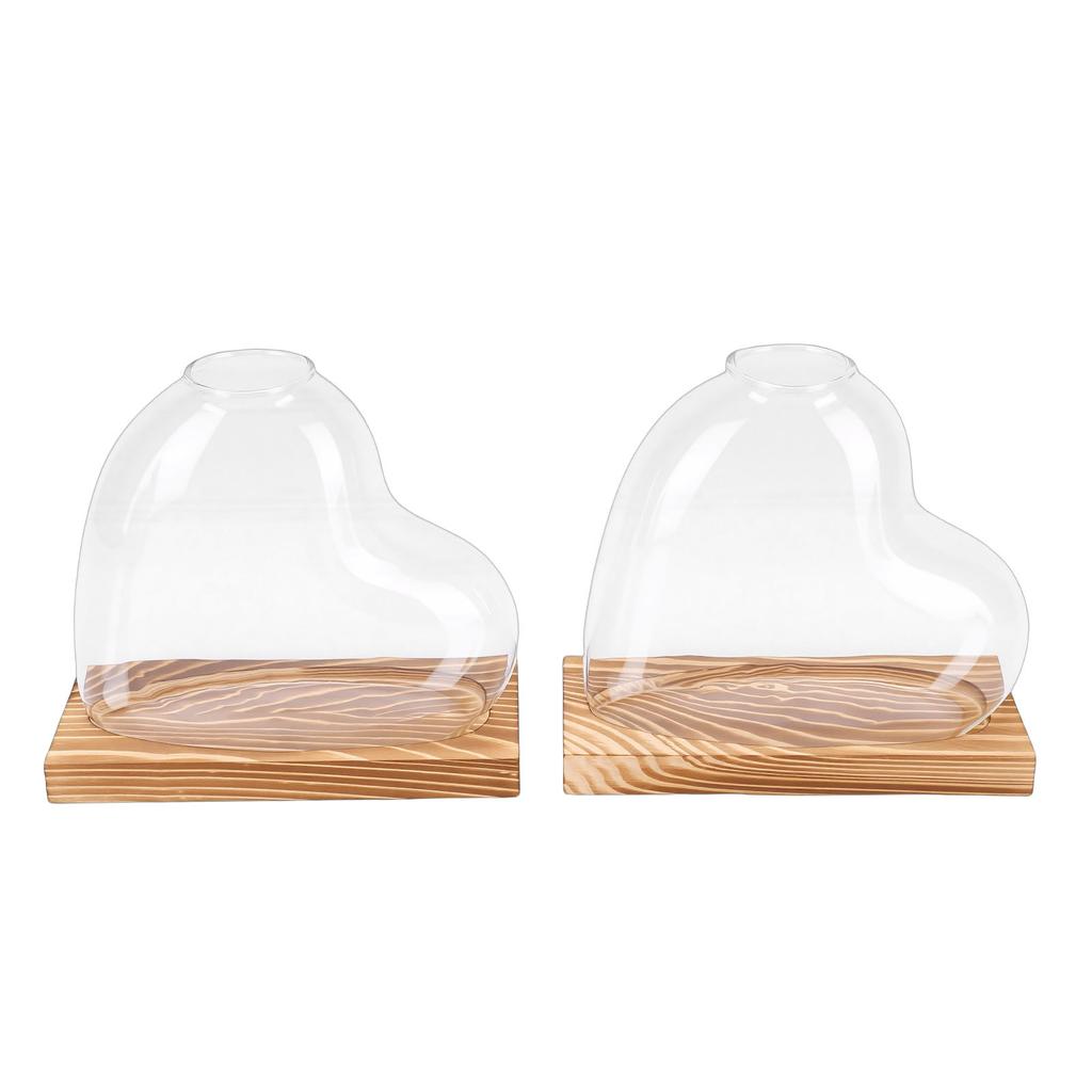 2PCS Propagation Vases Heart Shaped Glass Desktop Planter Plant Propagation Station for Small Hydroponic Plants Home