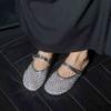 Sheepskin version of rhinestone Mary Jane bag head half slippers women's new wear half tray single shoes sandals
