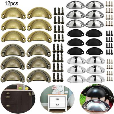 12Pcs Drawer Cabinet Handles Shell Pull Handles Half Moon Kitchen Cupboard Cabinet Door Knobs Vintage Drawer Knobs Hardware
