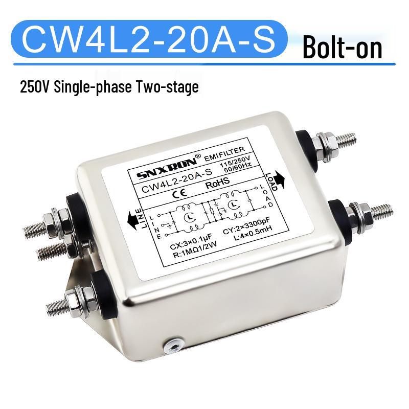 Rail-Mounted CW4L2 Terminal Block: Single-Phase 220V/Three-Phase 380V AC Power Filter, 10A/20A/30A