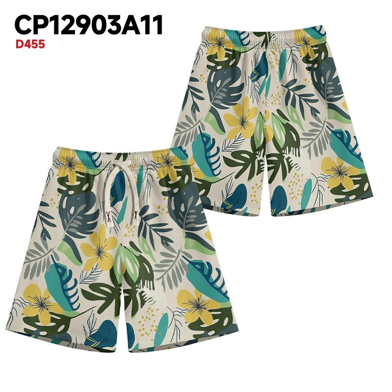 Fashion Versatile Sports Shorts Men S Summer Sports Shorts Leaf Printed Five-Point Pants Casual Pants Teen S