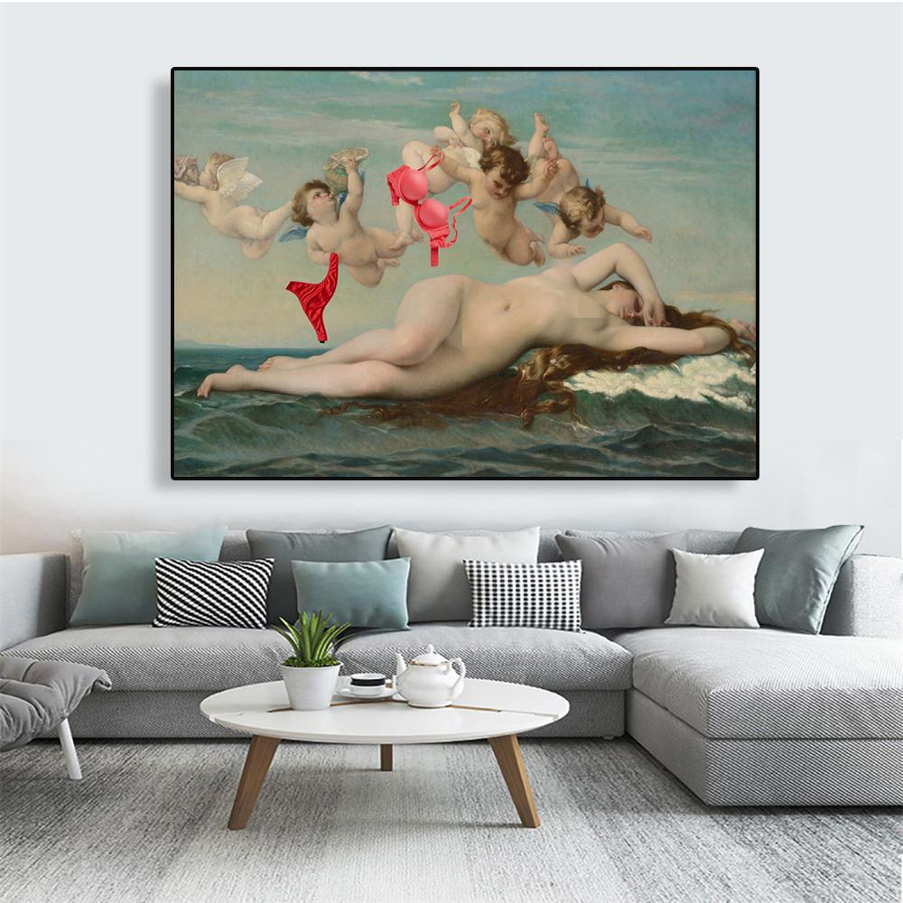 Cephalus and Aurora Valentines Day Love Poster Altered Portrait Art Canvas Painting Nude Wall Art Valentines Day Gift Home Decor