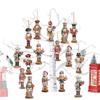 12/24/36Pcs Christmas Nutcracker Ornaments Flat Wooden Puppet Hanging Decor For Christmas Tree Window Stair Home Party Decor