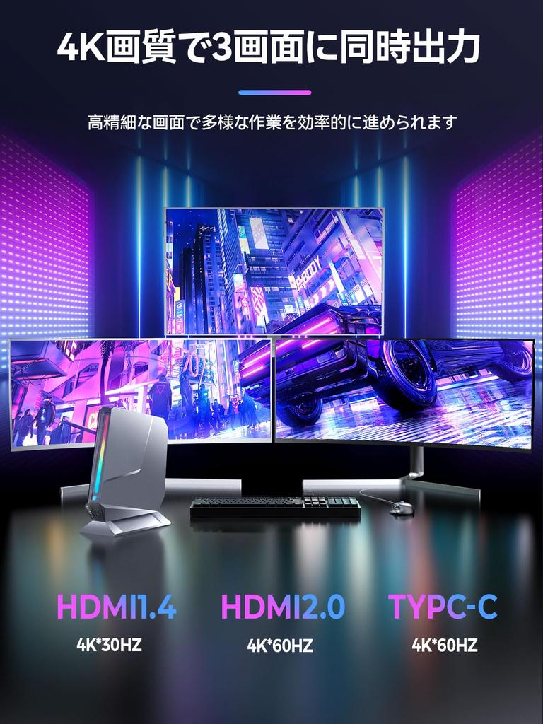 TOPGRO Mini PC Gaming Core GTX1050 16GB SSD WiFi5 LAN Windows11 Pro Small Gaming PC i7-8750H / DDR4/1TB PCIe3.0 4K@60Hz 1.0Gbps