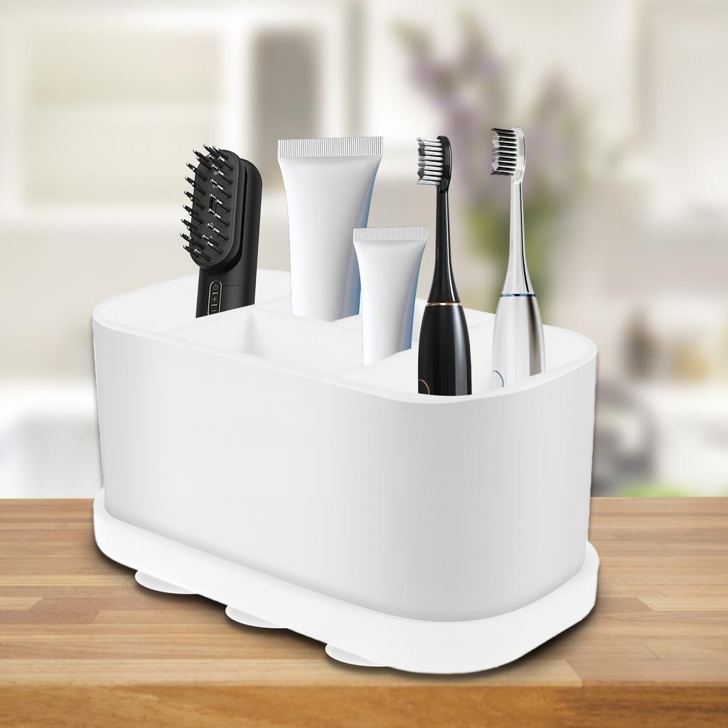 Toothbrush Holders for Bathrooms 5 Slots Tooth Brush Organizers Toothpaste Storage Holder Countertop Suction Cup Organizers New