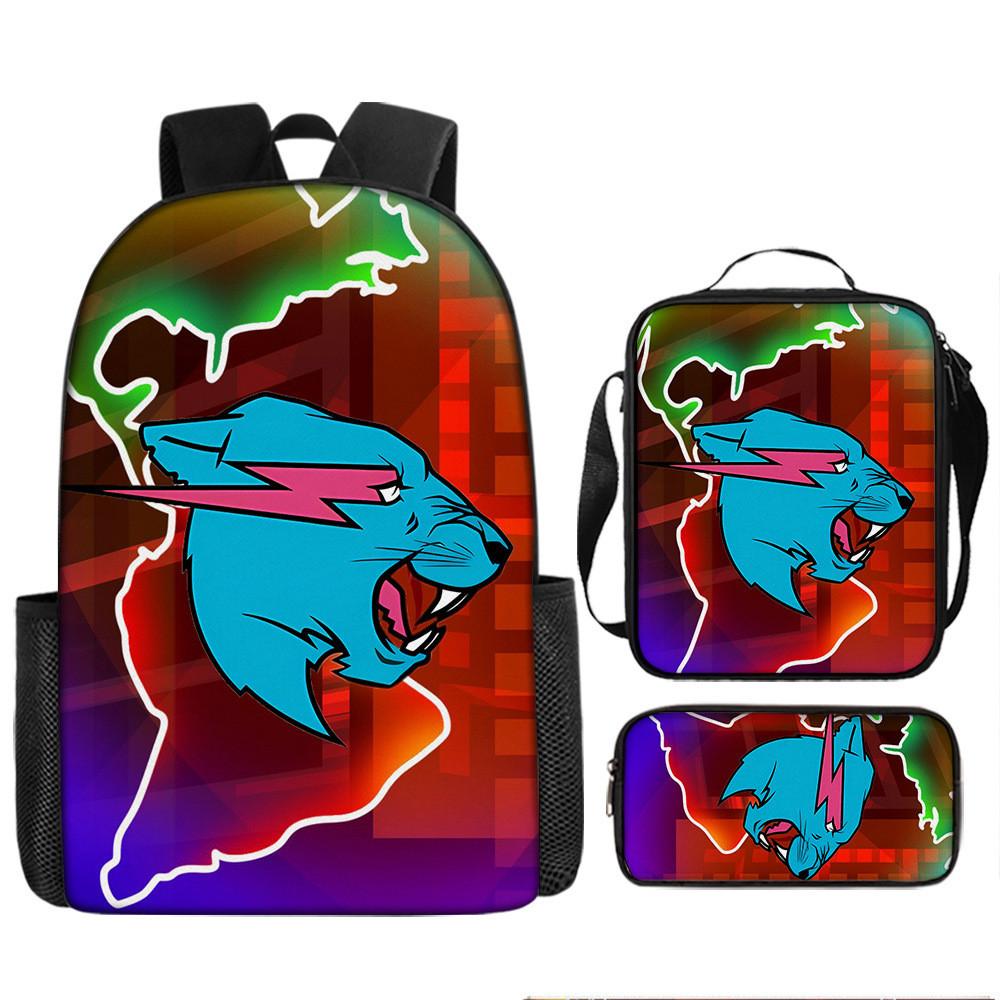 Mr Beast Lightning Cat 3d Print School Backpack With Breathable Oxford Fabric For Kids