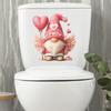 Valentine‘s Day Gnome Angel Toilet Seat Sticker Bathroom Decor Removable Self-Adhesive Decal