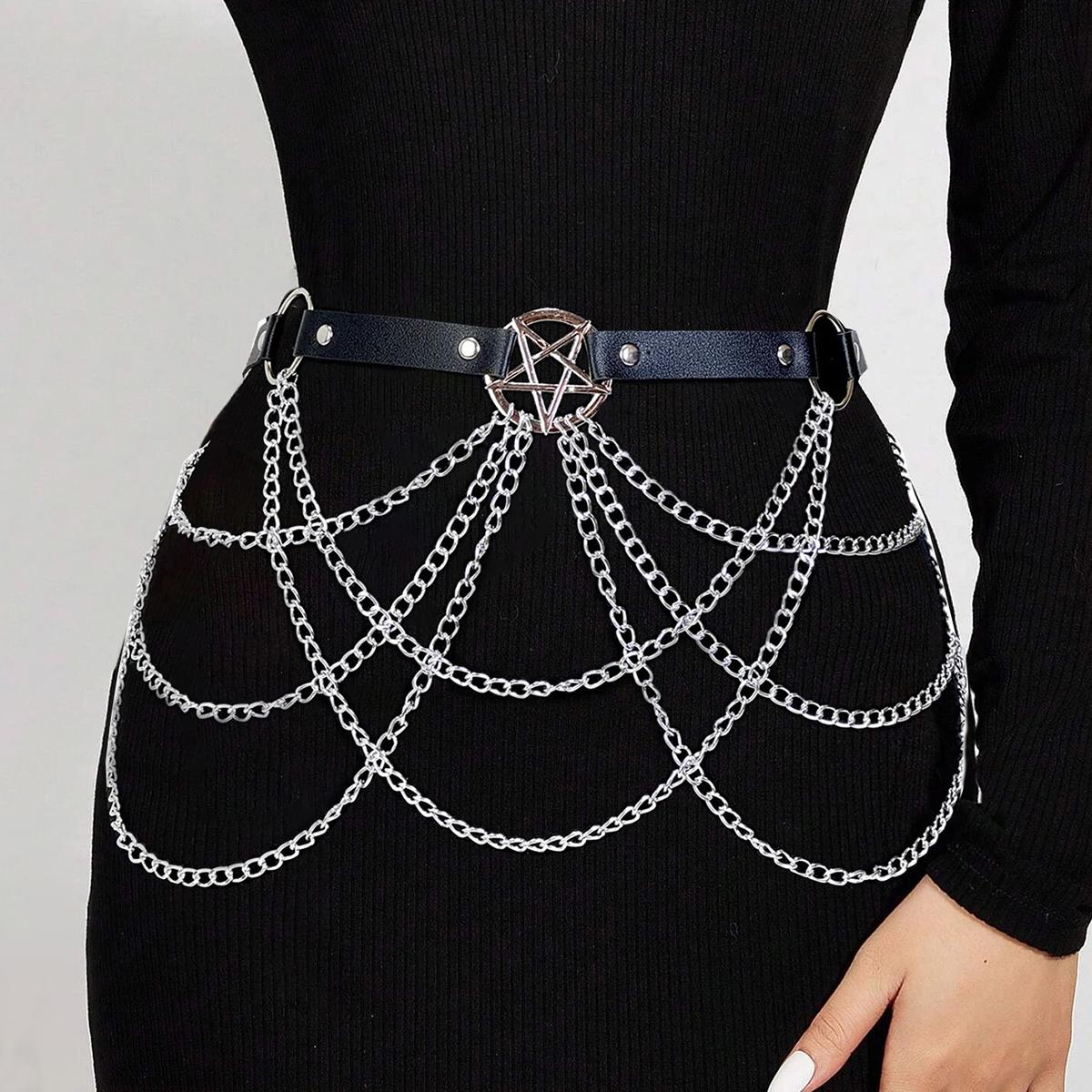 

Pu Leather Women Belt With Chains, Leather Women Belt, Belt For Women, Handcrafted Chain Belt, Women Waistband, Gift For Her.