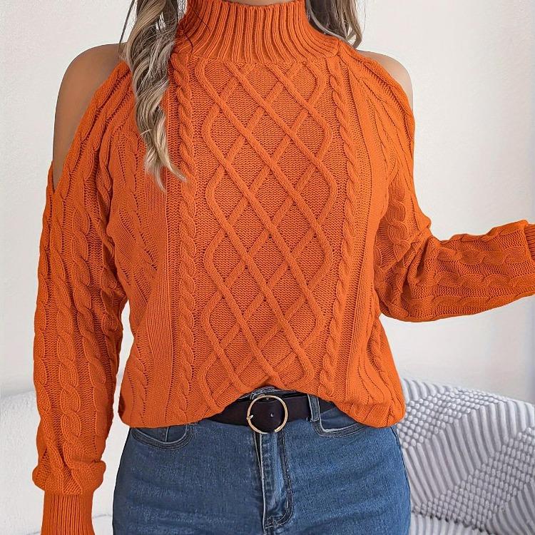 

Cardigan Sweater Top with Loose Stand Collar and Long Sleeve for Vintage Solid Color Autumn Winter Knitwear XL помаранчевий