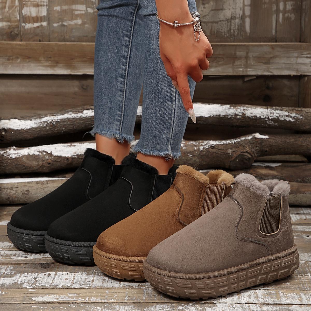 

Большого размера осенне-зимние женские теплые однотонные короткие хлопковые ботинки на платформе с резинкой 41 хаки