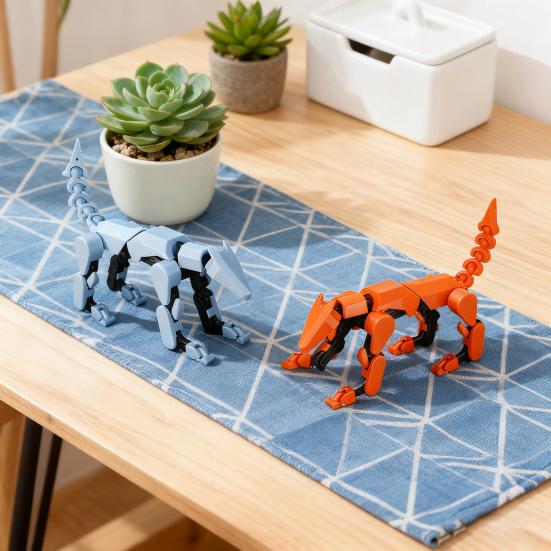 1/5Pcs 3D Printed Robot Dog Figurine Movable Joints Puppy Figure Articulated Animal Model Fidget Toy Home Office Desktop Decoration Ornament