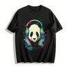 Music Panda Print Casual Short Sleeve T-Shirt Pure Cotton T-shirt