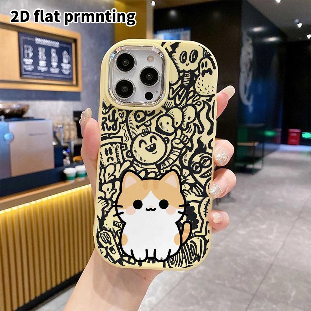 Phone Case: 2D flat design suitable for iPhone 18 17 16 15 14 13 Pro protective case, couple style, orange and white kitten, Christmas and Halloween g