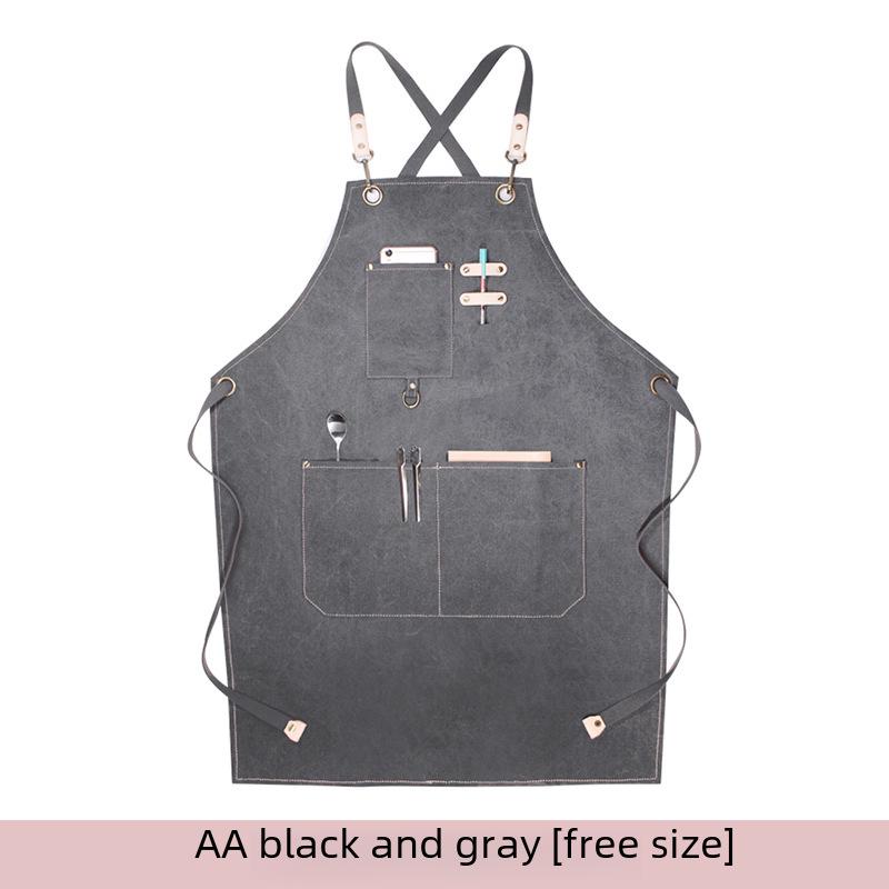 Custom Logo Floral Canvas Apron for Milk Tea, Baking, Kitchen, and Barber Use - Thickened for Men and Women