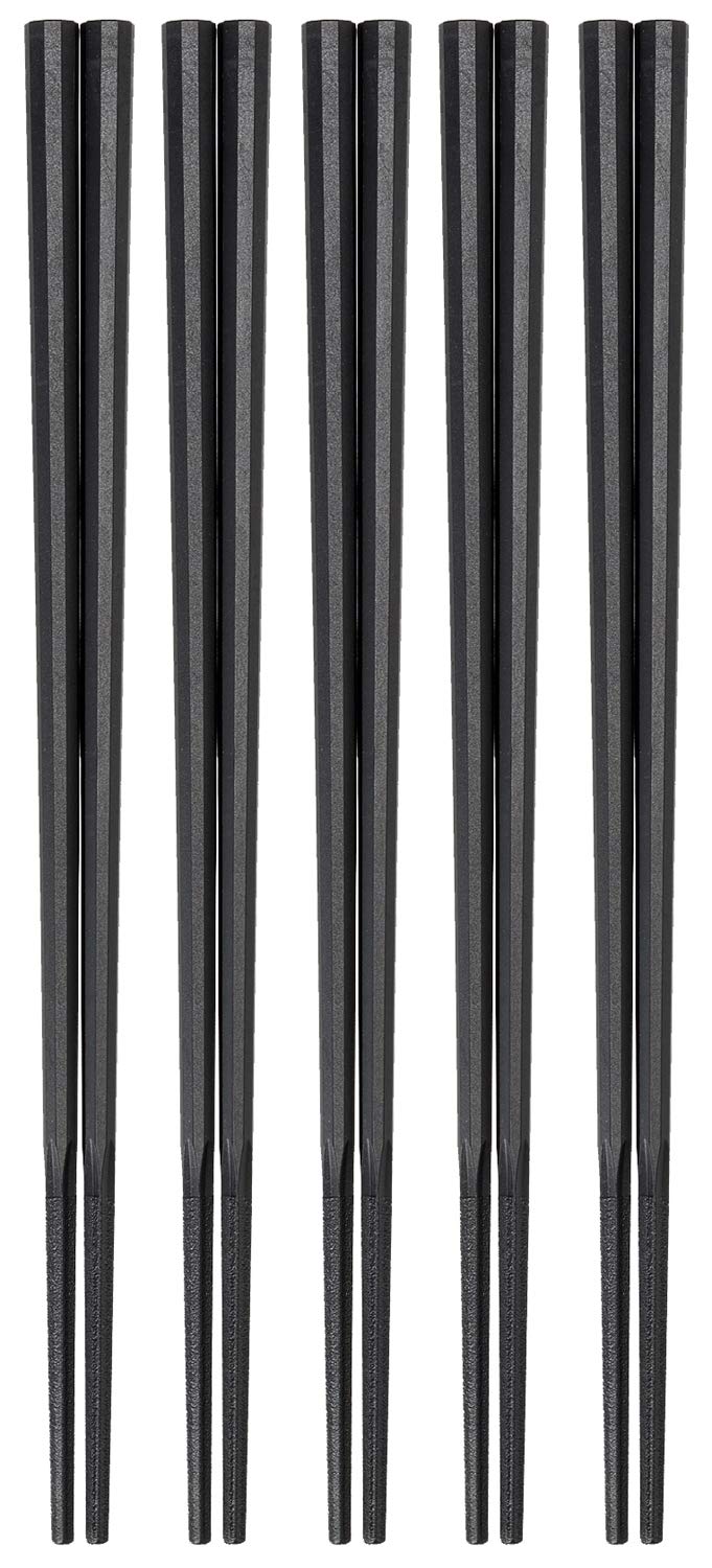 Akebono Sangyo Decagonal Noodle Set of 5 Made in Chopsticks, Black, 24cm, Pairs, Japan, GM-4005 чёрный