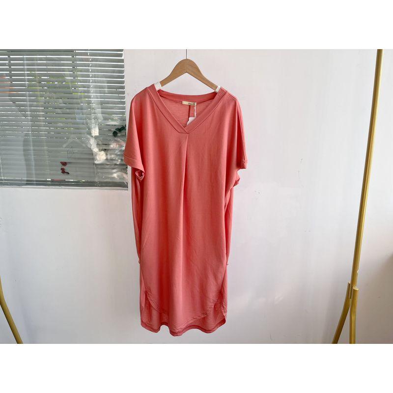 

Небольшой дефект Летний однотонный V-образный вырез Короткий рукав Свободный Ленивый Домашний досуг Прохладный Дышащий Скрывающий недостатки Юбки K12 Orange Size M