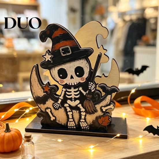 Decorative Paper Napkin Stand Halloween Wood Holder, Rustic Ghost Skeleton Owl Pumpkin Dispenser, Gift for Lovers Vintage Tabletop Standing
