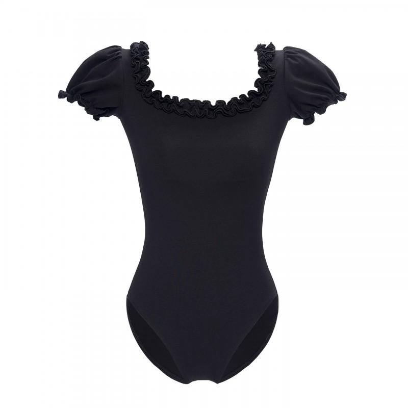 Adult Women Lace Collar Leotard Short Sleeve Ballet Dance Gymnastics Yoga Jumpsuit