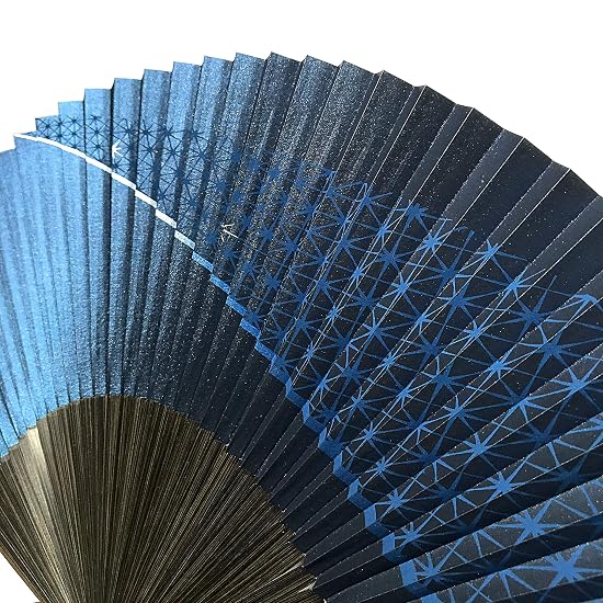 [Hanakanzashi] Folding Fan Men's Sensu Milky Way Tanabata Hemp Leaf Paper Fan Large Size Single Item