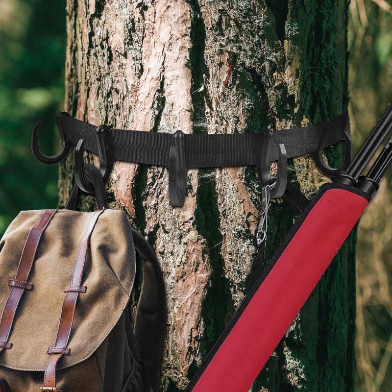 Treestand Strap Gear Hangers, Multiple Hook Accessory Holder Hunting Gears Tree Hangers for Hunting Equipment on Tree