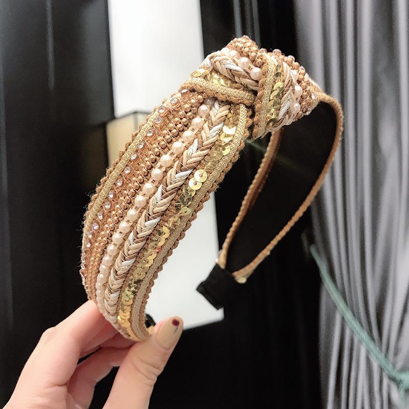 New Knotted Headbands for Women Headdress Girls Vintage Hair Bands Cloth Wide Hairband Soft Hair Hoop Hair Accessories Headwear