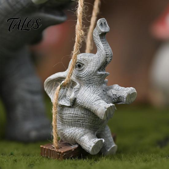 Elephant Ornament for Living Room Statue Resin Mother And Child Figurine Swing Art Piece Baby Sculpture Home Office Desktop Decor Lifelike