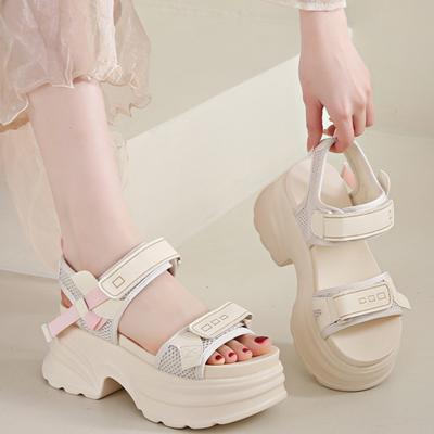 Fashion Summer New Fashion  Sports Women Sandals High Heeled Thick Soled Platform Open Toe Outdoor Slides Women Sandals Zapatos De Mujer