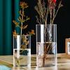 Jarrón de flores de vidrio transparente moderno Jarrón cilíndrico de vidrio Contenedor floral Jarrón de flores Elegante centro de mesa Decoración