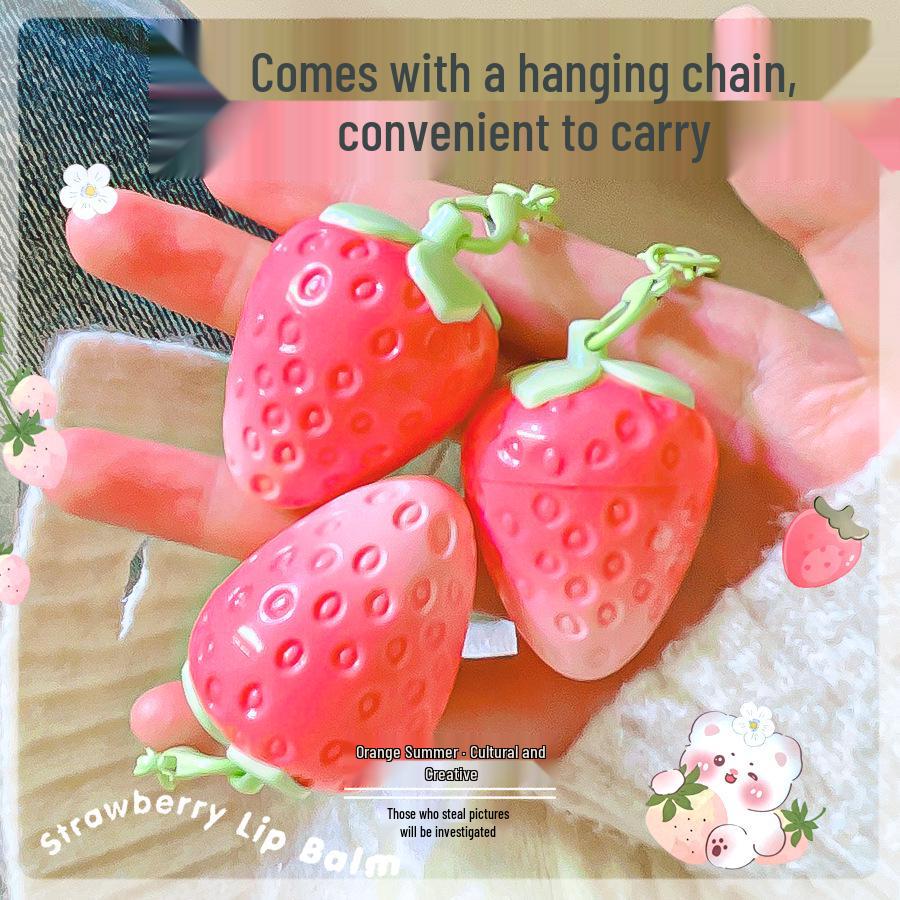 Chaveiro de Morango Protetor Labial: Hidratante Criativo em Formato de Fruta para Estudantes no Outono/Inverno