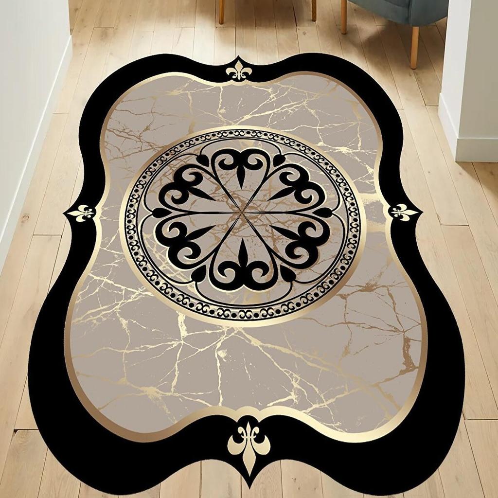 ePeddler Home Decorativo Oro Motivo Marmo Stampa Digitale Lavabile Antiscivolo Fondo a Punti Tappeto e Passatoia di Nuova Generazione per Salotto, Cucina, Camera da Letto