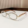 New Style Oval Sunglasses For Women With Diamonds, Fashionable Retro Imitation Wood Grain Sunglasses, High-end Sun Protection Gl
