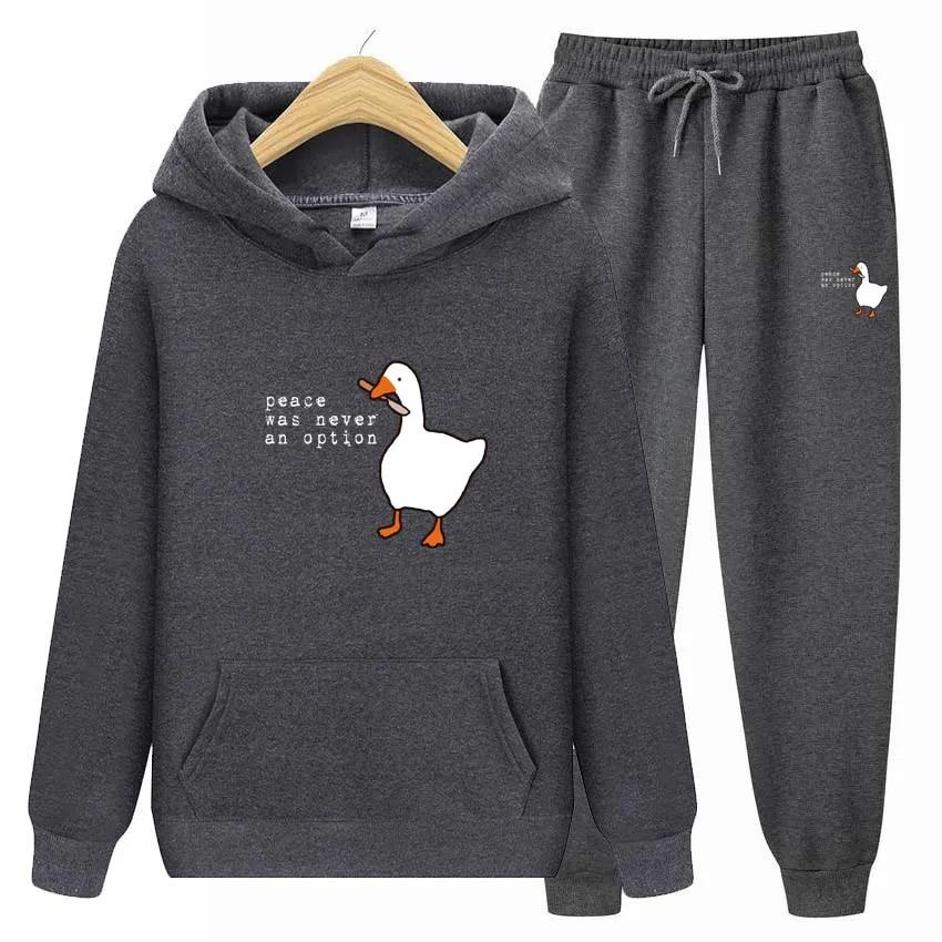 Peace Was Never An Option Two Piece Set  Printing Men Womens Hoodies Tracksuits Jogger Pants Thick Warm Clothes Men