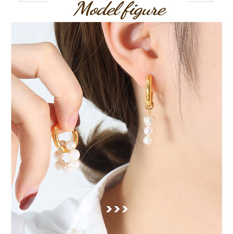 Luxury Minimalist Freshwater Pearl Earrings for Women: French Style, Real Gold Plated, Non-Fading