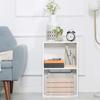 Libreria Bassa in Legno, Mobile Multiuso Design Moderno Bianco con Ripiano Regolabile 40x24x61cm