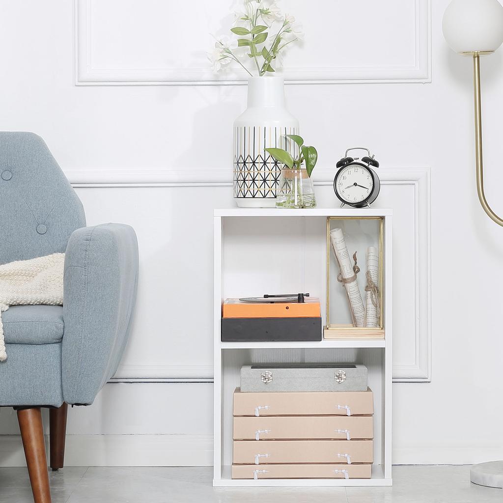 Libreria Bassa in Legno, Mobile Multiuso Design Moderno Bianco con Ripiano Regolabile 40x24x61cm
