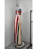 2026 Spring New European & American Women's Sleeveless High Waist Bandeau Maxi Dress with Print